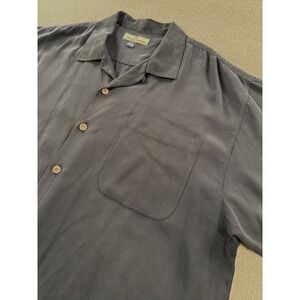 Tommy Bahama Men's XL Black Button‎ Up 100% Silk Short Sleeve Shirt